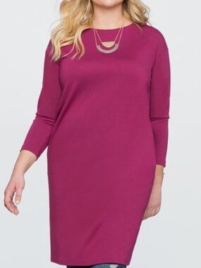 Eloquii Magenta Long-Sleeved Knot Back Mini Dress Size 18/20
